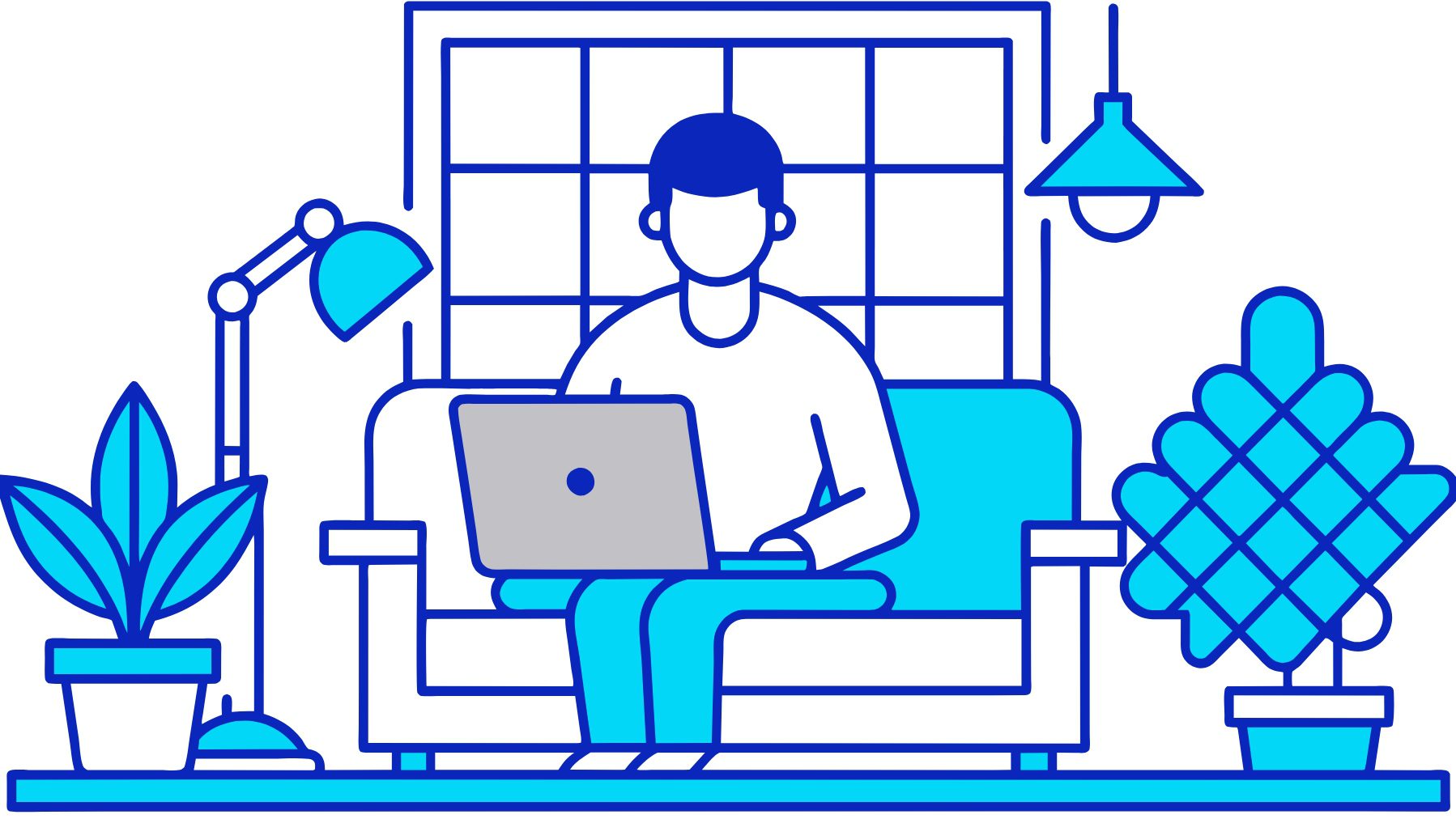 A man sitting on a couch with a laptop.